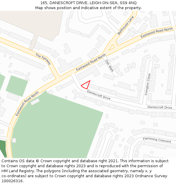 165, DANESCROFT DRIVE, LEIGH-ON-SEA, SS9 4NQ: Location map and indicative extent of plot