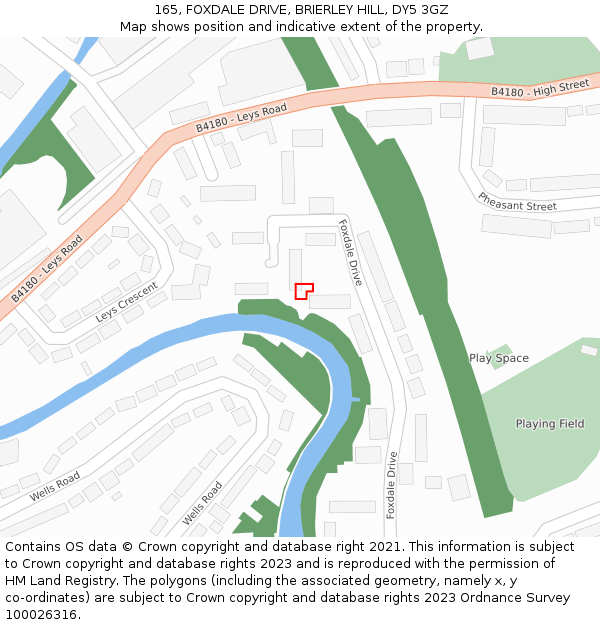 165, FOXDALE DRIVE, BRIERLEY HILL, DY5 3GZ: Location map and indicative extent of plot