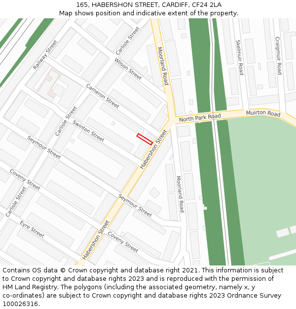 165, HABERSHON STREET, CARDIFF, CF24 2LA: Location map and indicative extent of plot