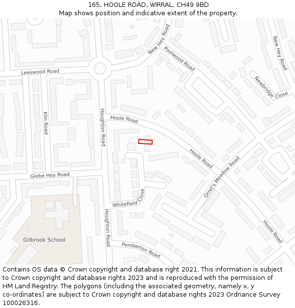 165, HOOLE ROAD, WIRRAL, CH49 9BD: Location map and indicative extent of plot