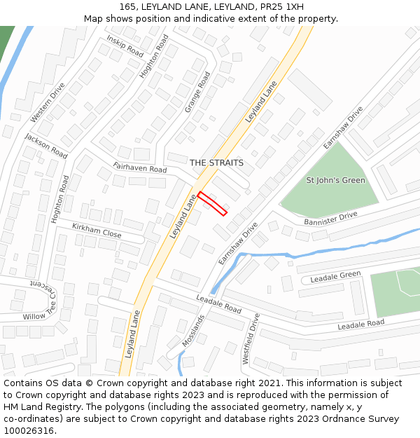 165, LEYLAND LANE, LEYLAND, PR25 1XH: Location map and indicative extent of plot
