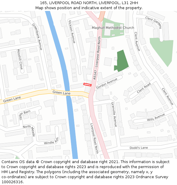 165, LIVERPOOL ROAD NORTH, LIVERPOOL, L31 2HH: Location map and indicative extent of plot