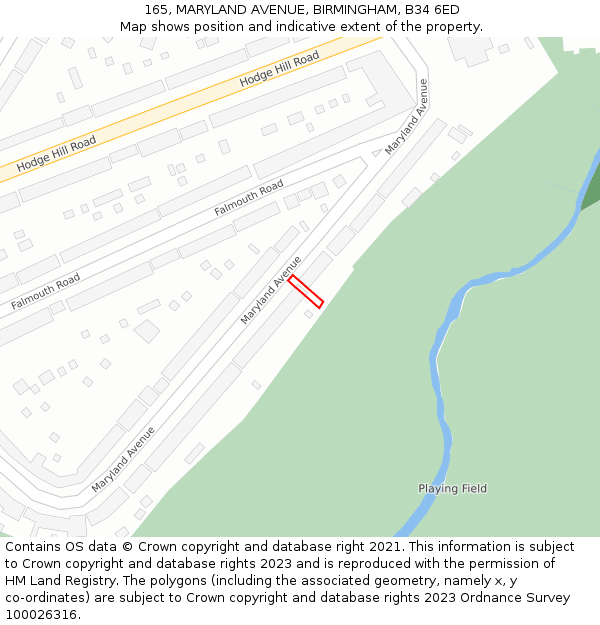165, MARYLAND AVENUE, BIRMINGHAM, B34 6ED: Location map and indicative extent of plot