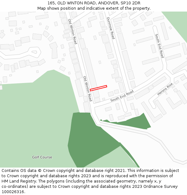 165, OLD WINTON ROAD, ANDOVER, SP10 2DR: Location map and indicative extent of plot