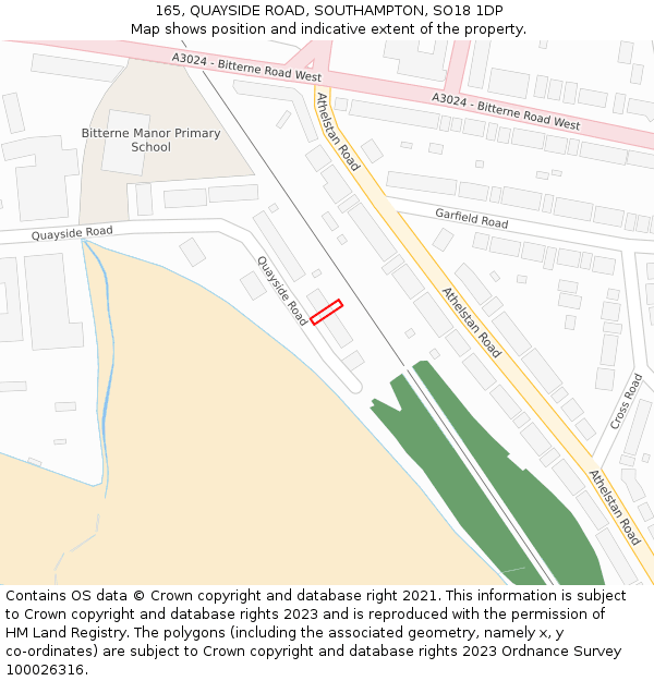 165, QUAYSIDE ROAD, SOUTHAMPTON, SO18 1DP: Location map and indicative extent of plot