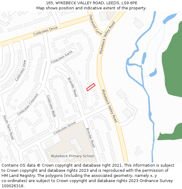 165, WYKEBECK VALLEY ROAD, LEEDS, LS9 6PE: Location map and indicative extent of plot