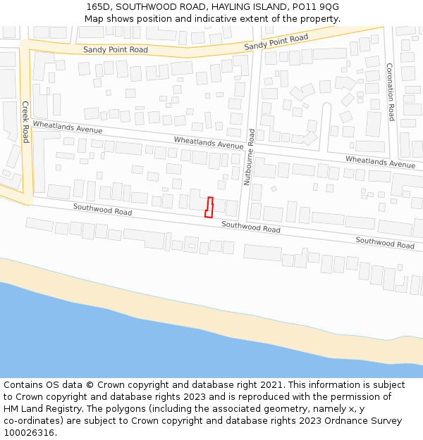165D, SOUTHWOOD ROAD, HAYLING ISLAND, PO11 9QG: Location map and indicative extent of plot