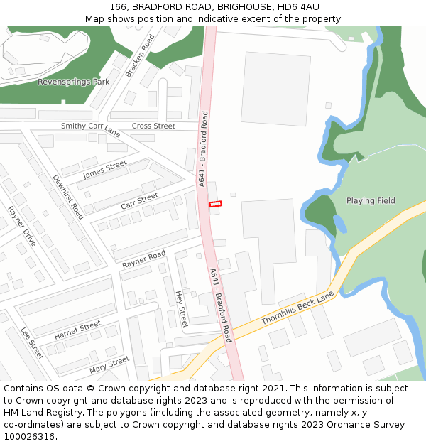 166, BRADFORD ROAD, BRIGHOUSE, HD6 4AU: Location map and indicative extent of plot
