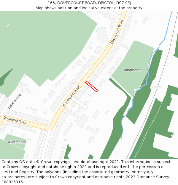 166, DOVERCOURT ROAD, BRISTOL, BS7 9SJ: Location map and indicative extent of plot