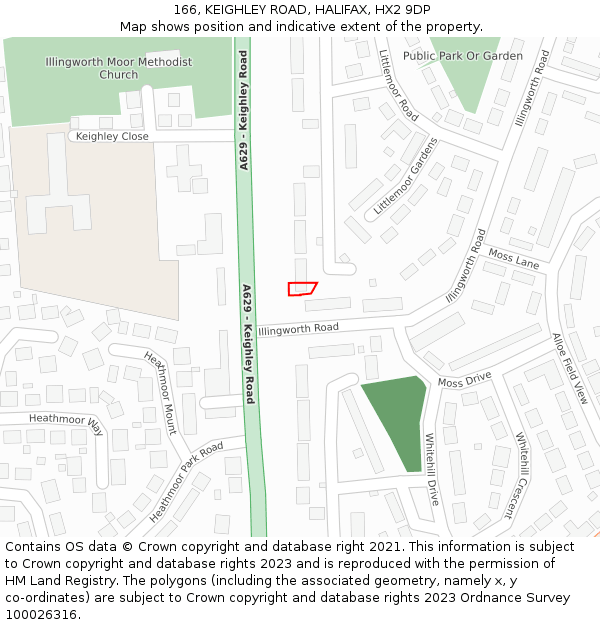 166, KEIGHLEY ROAD, HALIFAX, HX2 9DP: Location map and indicative extent of plot