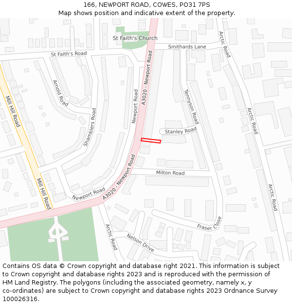 166, NEWPORT ROAD, COWES, PO31 7PS: Location map and indicative extent of plot