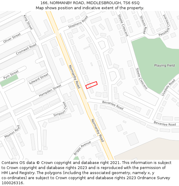 166, NORMANBY ROAD, MIDDLESBROUGH, TS6 6SQ: Location map and indicative extent of plot