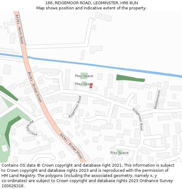166, RIDGEMOOR ROAD, LEOMINSTER, HR6 8UN: Location map and indicative extent of plot
