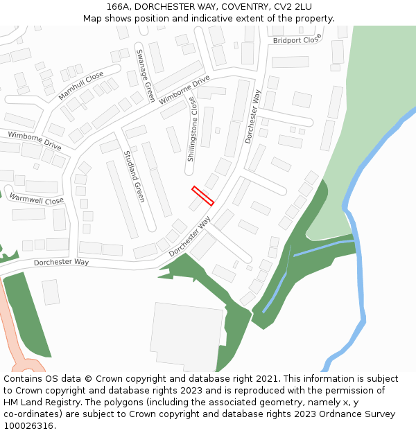 166A, DORCHESTER WAY, COVENTRY, CV2 2LU: Location map and indicative extent of plot