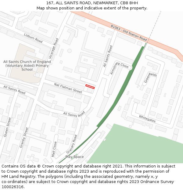 167, ALL SAINTS ROAD, NEWMARKET, CB8 8HH: Location map and indicative extent of plot