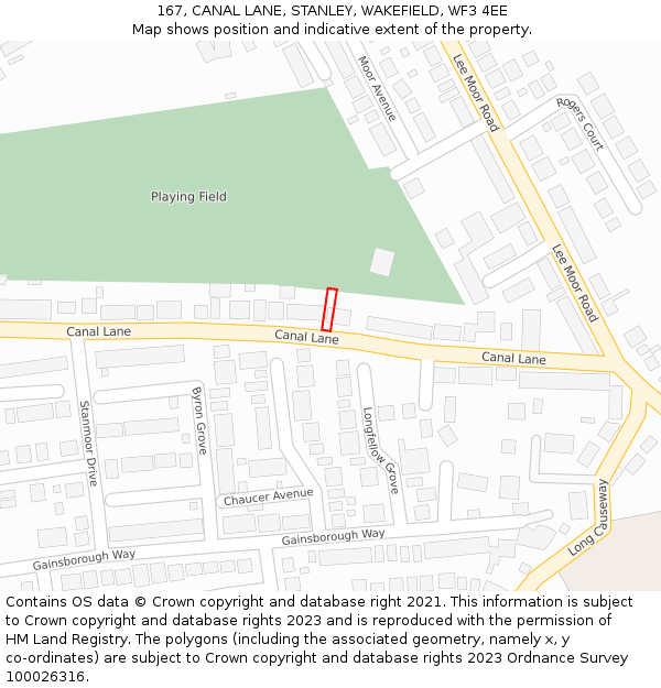 167, CANAL LANE, STANLEY, WAKEFIELD, WF3 4EE: Location map and indicative extent of plot