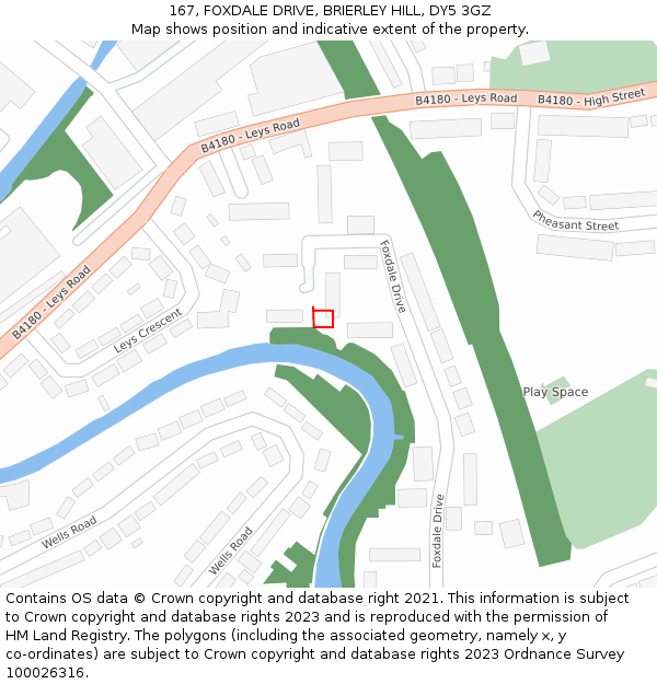 167, FOXDALE DRIVE, BRIERLEY HILL, DY5 3GZ: Location map and indicative extent of plot