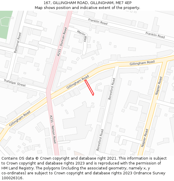 167, GILLINGHAM ROAD, GILLINGHAM, ME7 4EP: Location map and indicative extent of plot