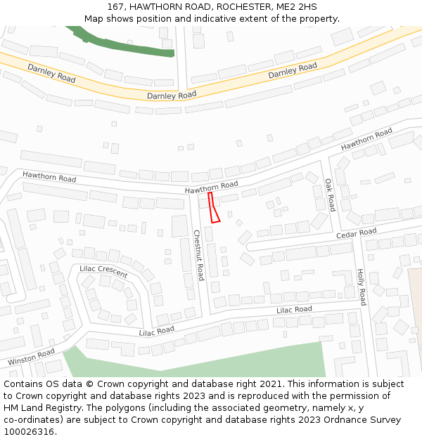 167, HAWTHORN ROAD, ROCHESTER, ME2 2HS: Location map and indicative extent of plot