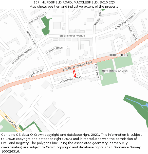 167, HURDSFIELD ROAD, MACCLESFIELD, SK10 2QX: Location map and indicative extent of plot