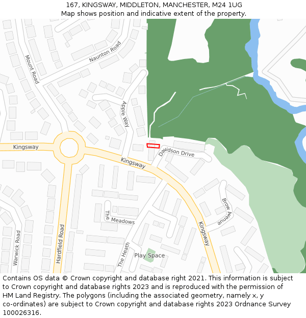 167, KINGSWAY, MIDDLETON, MANCHESTER, M24 1UG: Location map and indicative extent of plot