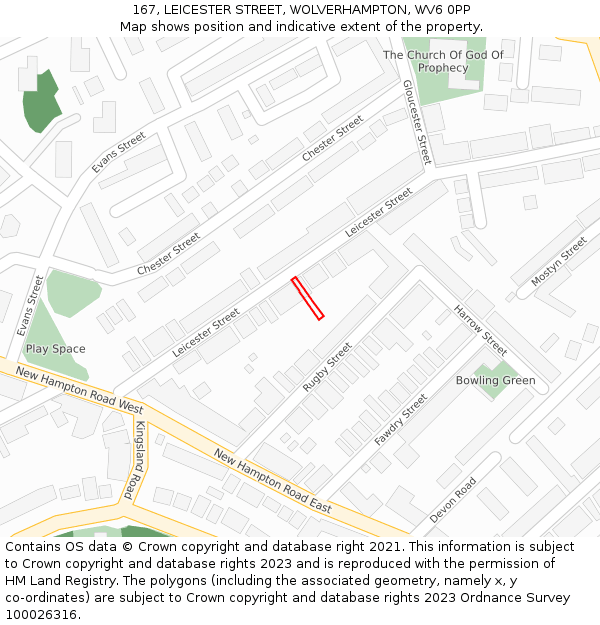 167, LEICESTER STREET, WOLVERHAMPTON, WV6 0PP: Location map and indicative extent of plot