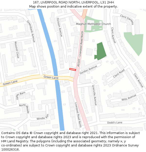 167, LIVERPOOL ROAD NORTH, LIVERPOOL, L31 2HH: Location map and indicative extent of plot