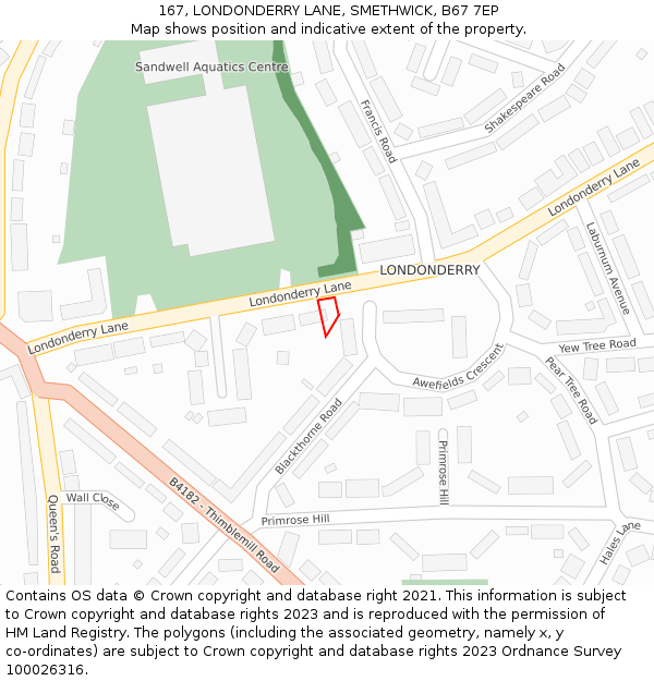 167, LONDONDERRY LANE, SMETHWICK, B67 7EP: Location map and indicative extent of plot
