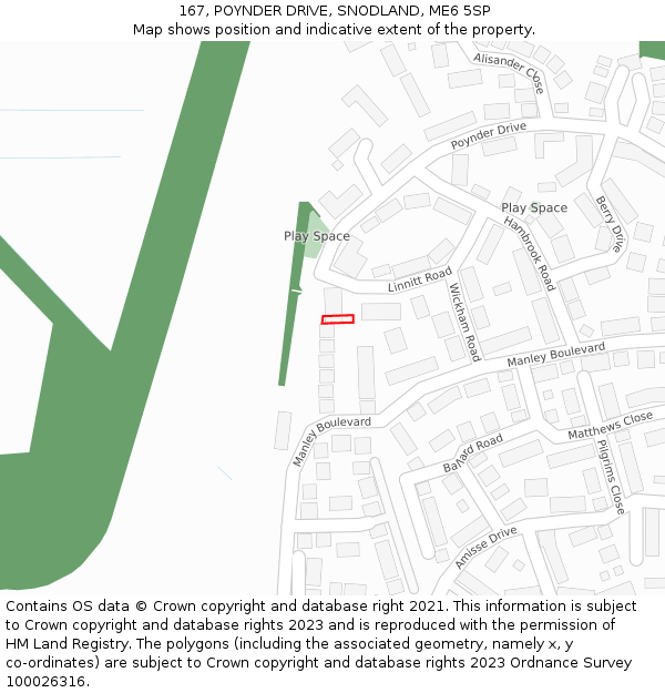 167, POYNDER DRIVE, SNODLAND, ME6 5SP: Location map and indicative extent of plot