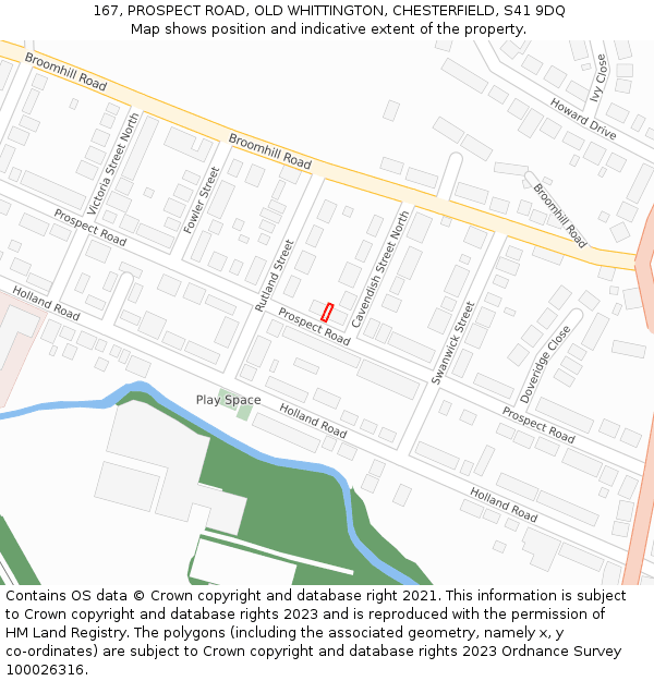 167, PROSPECT ROAD, OLD WHITTINGTON, CHESTERFIELD, S41 9DQ: Location map and indicative extent of plot