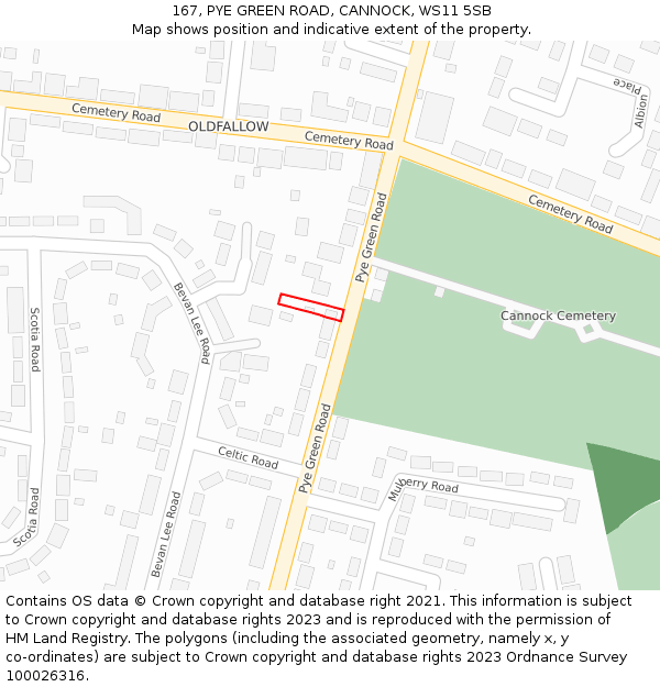 167, PYE GREEN ROAD, CANNOCK, WS11 5SB: Location map and indicative extent of plot