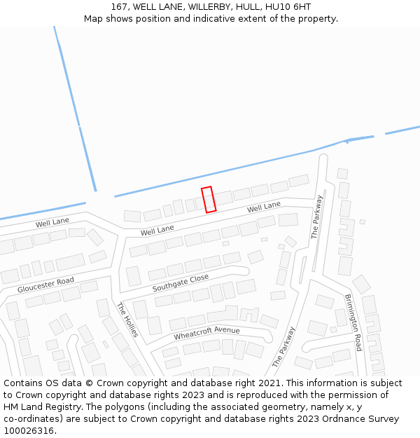 167, WELL LANE, WILLERBY, HULL, HU10 6HT: Location map and indicative extent of plot