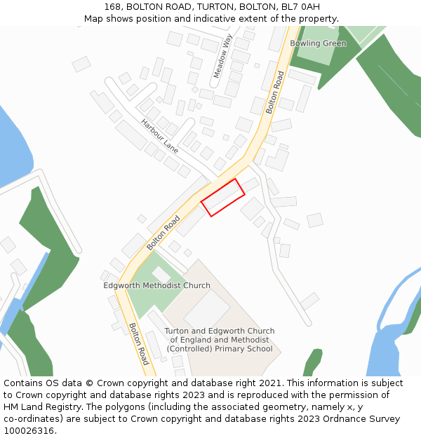 168, BOLTON ROAD, TURTON, BOLTON, BL7 0AH: Location map and indicative extent of plot