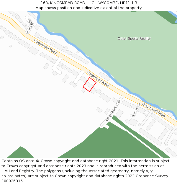 168, KINGSMEAD ROAD, HIGH WYCOMBE, HP11 1JB: Location map and indicative extent of plot