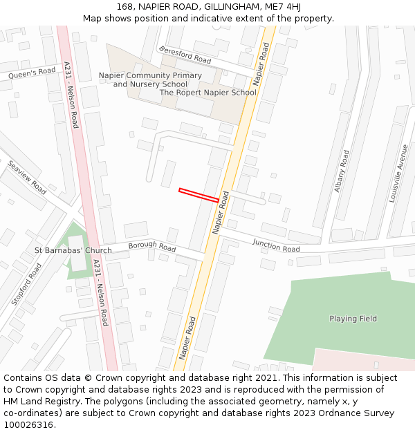 168, NAPIER ROAD, GILLINGHAM, ME7 4HJ: Location map and indicative extent of plot
