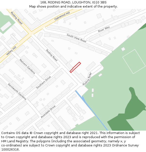 168, RODING ROAD, LOUGHTON, IG10 3BS: Location map and indicative extent of plot