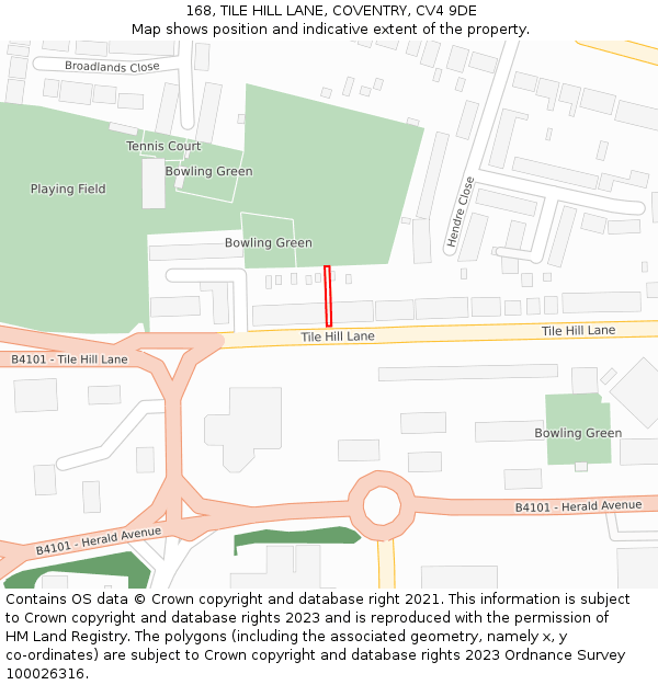 168, TILE HILL LANE, COVENTRY, CV4 9DE: Location map and indicative extent of plot