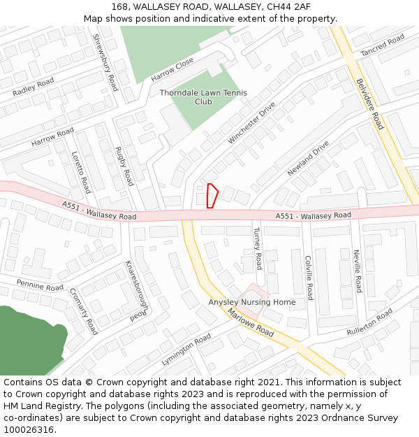 168, WALLASEY ROAD, WALLASEY, CH44 2AF: Location map and indicative extent of plot