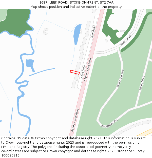 1687, LEEK ROAD, STOKE-ON-TRENT, ST2 7AA: Location map and indicative extent of plot
