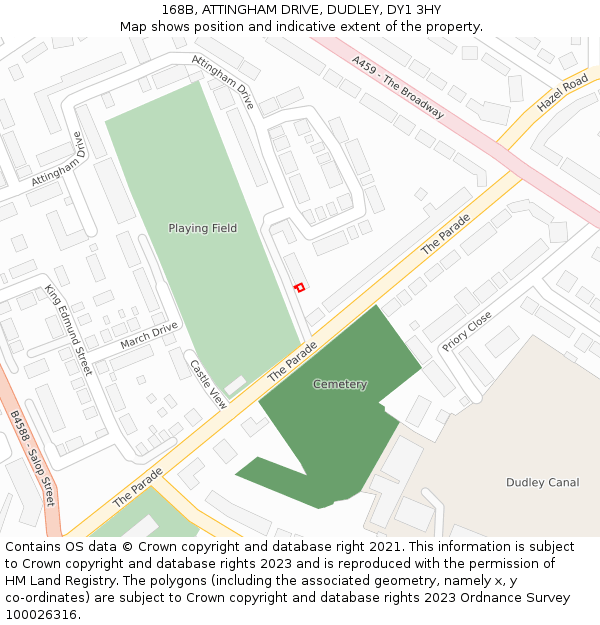 168B, ATTINGHAM DRIVE, DUDLEY, DY1 3HY: Location map and indicative extent of plot