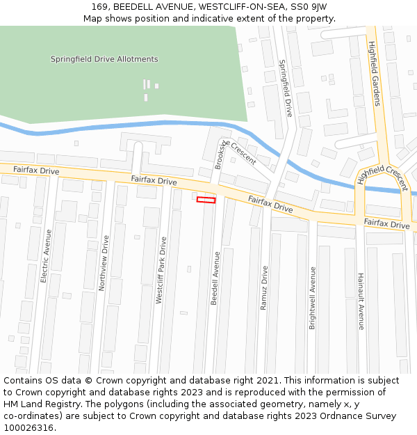 169, BEEDELL AVENUE, WESTCLIFF-ON-SEA, SS0 9JW: Location map and indicative extent of plot