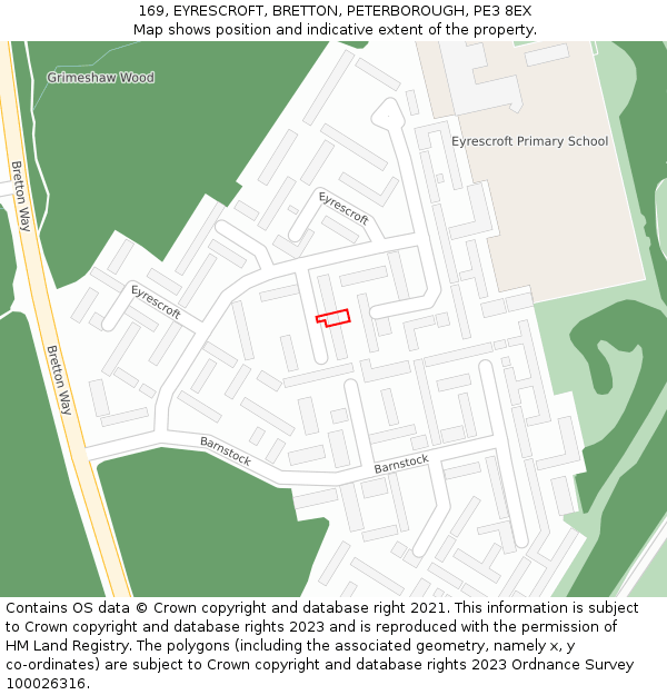 169, EYRESCROFT, BRETTON, PETERBOROUGH, PE3 8EX: Location map and indicative extent of plot