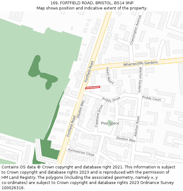 169, FORTFIELD ROAD, BRISTOL, BS14 9NP: Location map and indicative extent of plot