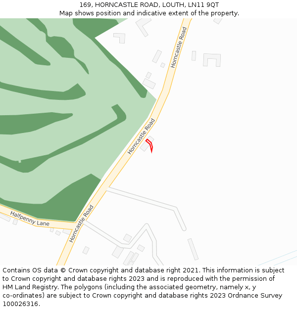 169, HORNCASTLE ROAD, LOUTH, LN11 9QT: Location map and indicative extent of plot
