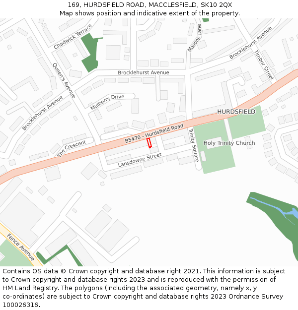 169, HURDSFIELD ROAD, MACCLESFIELD, SK10 2QX: Location map and indicative extent of plot