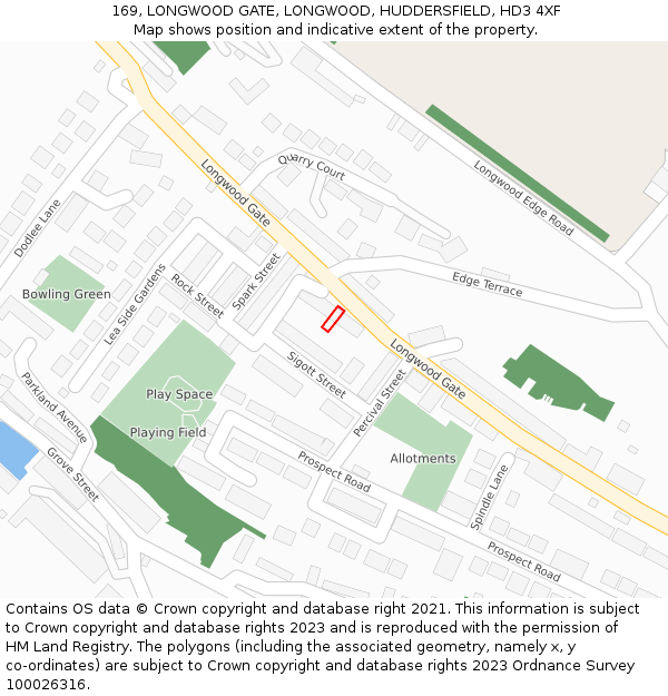 169, LONGWOOD GATE, LONGWOOD, HUDDERSFIELD, HD3 4XF: Location map and indicative extent of plot