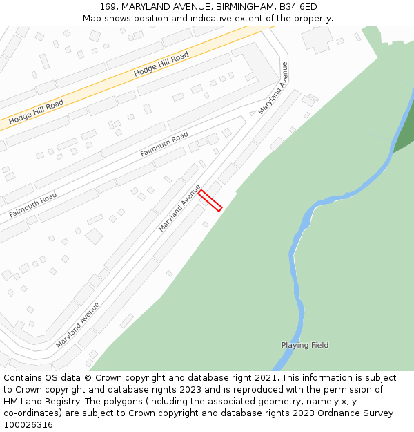 169, MARYLAND AVENUE, BIRMINGHAM, B34 6ED: Location map and indicative extent of plot