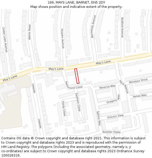 169, MAYS LANE, BARNET, EN5 2DY: Location map and indicative extent of plot