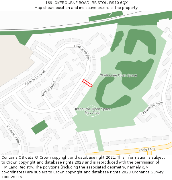 169, OKEBOURNE ROAD, BRISTOL, BS10 6QX: Location map and indicative extent of plot