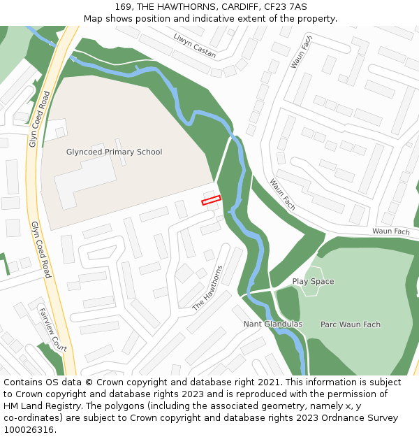 169, THE HAWTHORNS, CARDIFF, CF23 7AS: Location map and indicative extent of plot